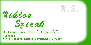 miklos szirak business card